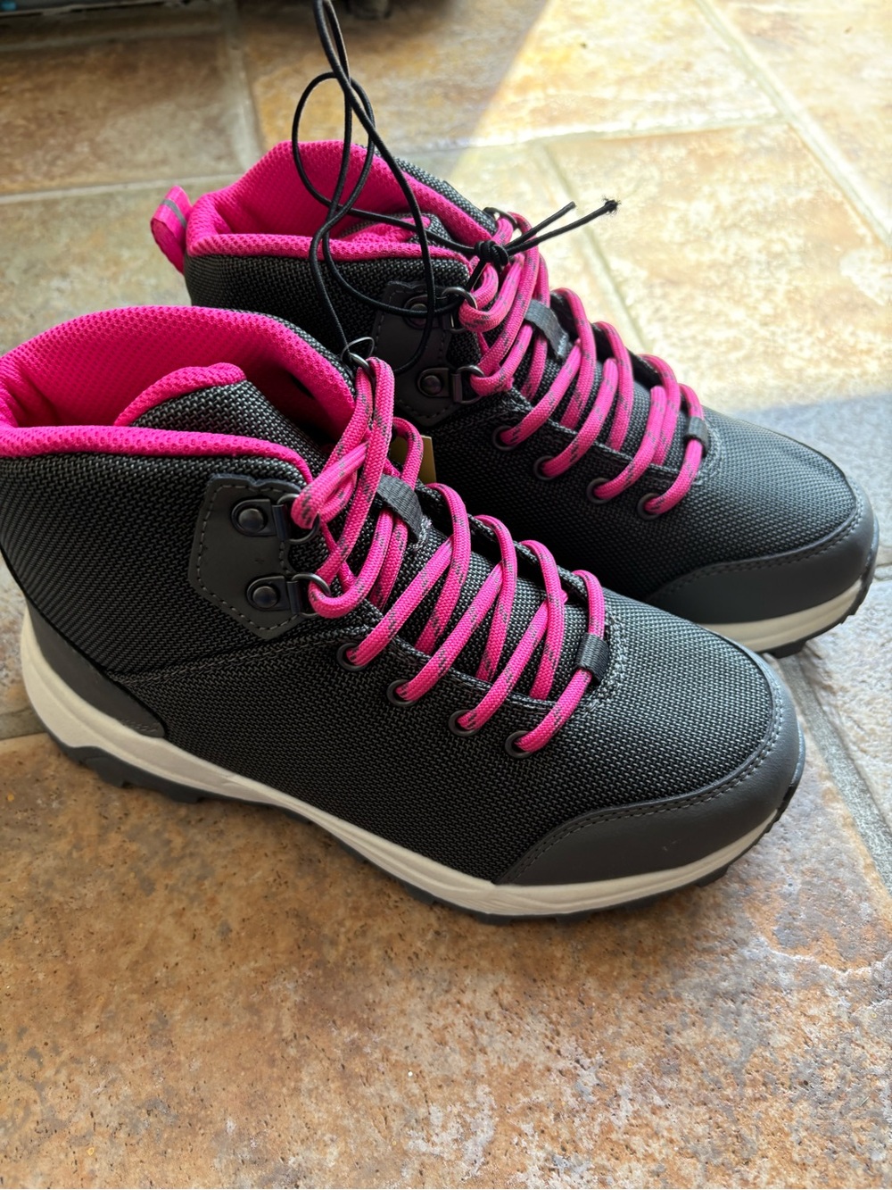 all in motion Black and Hot Pink Kids' High-Top Boots